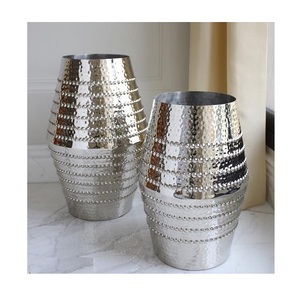 Florero de maceta de color plateado de aluminio con jarrón de forma redonda de calidad Superior para decoración de sala de estar del hogar - Product Image 5