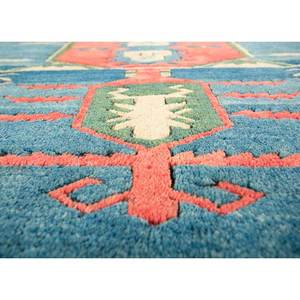 Tapis en laine noué à la main Nuray Blue 9x12 rectangulaire à motif médaillon abstrait pour entrée, salon, couloir, modèle Pae-955 - Product Image 3