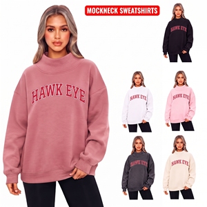 Sudadera de Felpa de Algodón Grueso de Alta Calidad Personalizada para Mujer, Sudadera con Hombros Caídos y Cuello Redondo, Bordada - Product Image 1