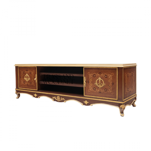 Classic Luxury Wooden <b>TV</b> Stand With Inlay And Open <b>Shelf</b> - Product Image 4