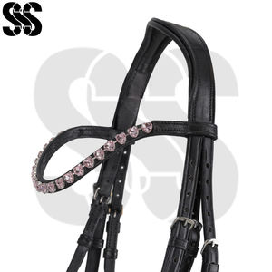 Western Style High Quality Leather/Nylon <b>Horse</b> Bridle Soft Padding Durable Rein Comfortable Fit for Training Customized Colors - Product Image 3