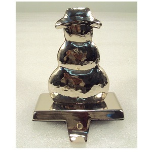 Snow Man Silver Metal <b>Stocking</b> <b>Holder</b> For Christmas Table Top Decorative - Product Image 1