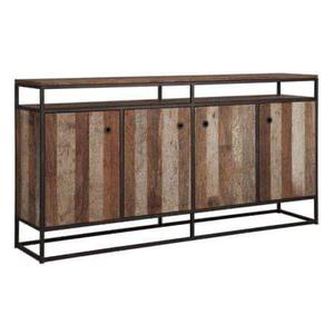 Armoire de salon antique à 2 portes en bois de manguier massif avec finition rouillée Fer et métal pour décoration de ferme ou de hall - Product Image 1