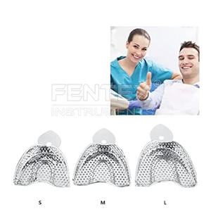 Bandejas dentales-6 piezas de acero inoxidable Dental Autoclavable Bandeja de impresión superior e inferior para herramientas de soporte de dientes en forma de U fundido - Product Image 3