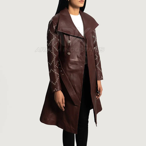 Elegante abrigo de cuero para mujer con forro interior cálido y forma elegante para actividades casuales al aire libre - Product Image 4
