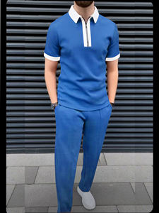 Ensemble de pantalons 2 pièces sportifs pour hommes Collection de gros BD Polo et pantalon de survêtement Survêtement Tenues décontractées - Product Image 4