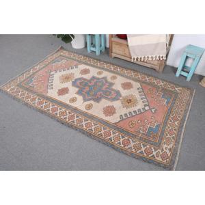 Alfombra Turca Vintage de Lana Azul, 3.8x6.7 pies - Product Image 2