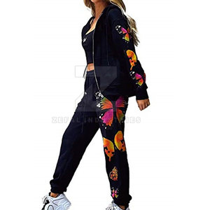 ชุดวอร์มผู้หญิงผ้าฝ้าย100% มีฮู้ดเป็นมิตรต่อสิ่งแวดล้อมชุดวิ่งจ๊อกกิ้งเสื้อแขนยาวดีไซน์ล่าสุด - Product Image 3