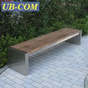 UB-AWB073WS Stainless Steel Frame Park Sitting Wooden Long Chair Outdoor Garden Bench