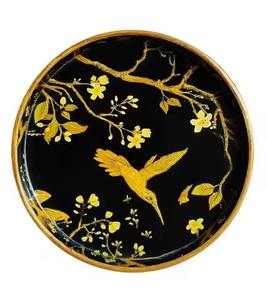 Plateau de service rond en bois imprimé émaillé, dernier plateau en bois de manguier pour la maison, le bureau et la cuisine - Product Image 3