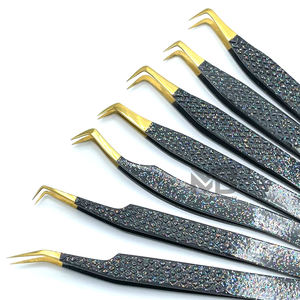 Noir avec pince à épiler spéciale pour extension de cils enduite de paillettes multiples personnalisation diamant poignée marque privée acier inoxydable - Product Image 3