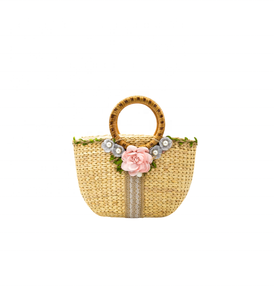 Sac en paille à fleurs brodées pour femmes avec poignée en cuir/sac à bandoulière Style rotin jacinthe d'eau osier naturel cadeau d'affaires - Product Image 2
