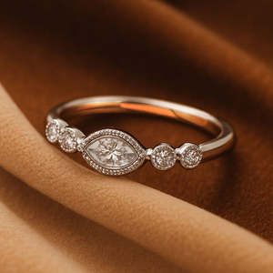 Anillo de Protección Ojo de Protección de Plata 925 Zarkan para Mujer, Bañado en Rodio con Diamantes de Corte Marquesa y Pera, Joyería Fina para Uso Diario - Product Image 1