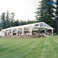 Tente de mariage transparente en forme de A, grande structure en aluminium romantique pour l'extérieur, imperméable, pare-soleil, chapiteau d'événement B1 ignifuge, personnalisable