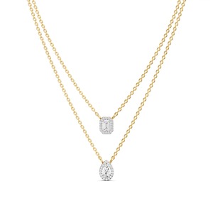 สร้อยคอเพชรเลี้ยงในห้องปฏิบัติการแบบหลายชั้น ทองคำ 18K สีเหลือง จี้เพชรเลี้ยงในห้องปฏิบัติการรูปทรงลูกแพร์สำหรับผู้หญิง สร้อยคอจี้เพชรเลี้ยงในห้องปฏิบัติการแบบสั่งทำพิเศษสำหรับผู้หญิง - Product Image 2