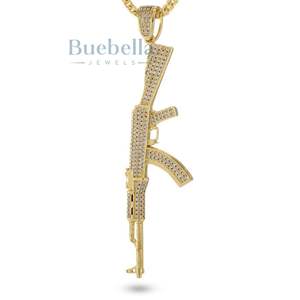 Iced AK47 Hip Hop colgante collar Moissanite Bling hombres Streetwear joyería 18K chapado en oro personalizado de moda Iced Out cadena - Product Image 1