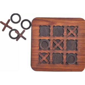 Juego de mesa de Tic-Tac-Toe de madera maciza de primera calidad, juguete de rompecabezas de estrategia rústica para niños y decoración de mesa de café, juego de madera Tic Tac Tie - Product Image 4