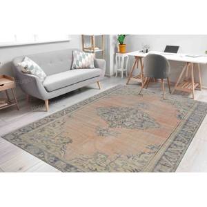 Tapis imprimé au design marocain : turc, à motifs médaillon, décor antique, tons doux, avec poils doux - Product Image 3