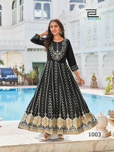 Top-Rated Handmade Office & Casual Kurti Sets <b>Hot</b> Selling Readymade Indian Anarkali in Gold <b>Foil</b> Print for Weddings & Parties - Product Image 4