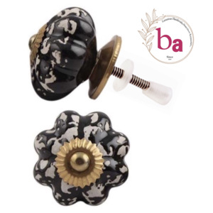 Gravé en détresse noir boutons en céramique Nickel matériel polyvalent commode chambre armoires de cuisine tiroir salle de bain entrepôt centre commercial - Product Image 1