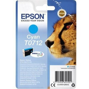 Accessoire d'origine Epson T0712 Cyan pour cartouche d'encre (environ) Cartouche d'encre 345 Page Life 5,5 ml pour EPSON - Product Image 1