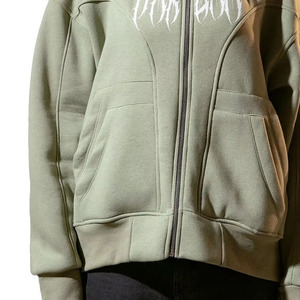 Sudadera con Capucha de Alta Calidad para Hombre, 100% Algodón, Térmica, con Cremallera Completa, Impermeable, Estilo Holgado y Moderno - Product Image 4