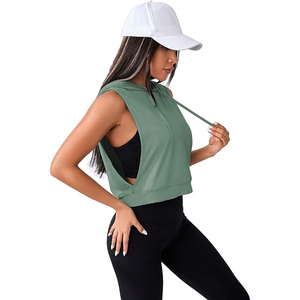 Women's Sleeveless Stretchable Crop Tank <b>Top</b> Soft Open Side Sexy Workout Shirt Gym Athletic Exercise Running Short Length Yoga - Product Image 2