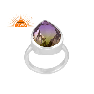 Nuevo diseño de plata de ley fina Natural Bio Peacock Doublet Cuarzo Piedra preciosa Anillo apilable Fabricante de joyas - Product Image 1