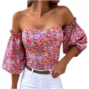 Nouveau élégant imprimé fleuri taille élastique Camisole licou court automne hiver femmes mode nouveau Style robes décontractées Sexy débardeur - Product Image 5