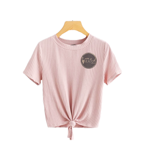 T-Shirt pour dames de haute qualité respirant tricoté régulier Design personnalisé imprimé Sexy Style décontracté Plus Size OEM Service Logo 100% - Product Image 6