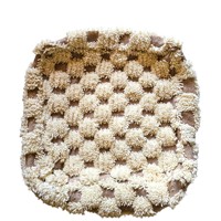 Pouf rectangulaire artisanal marocain 100% coton, motif à carreaux, design bohème multifonctionnel pour chambre à coucher