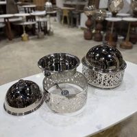Chauffe-plat rond de luxe en argent Design moderne chauffe-plat marmite Sakhan fabriqué en acier inoxydable métal pour buffet