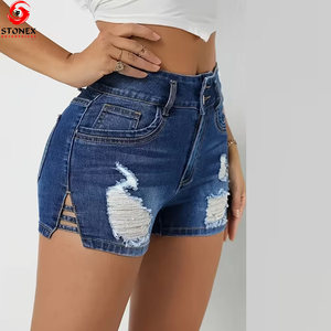 Shorts en jean déchirés décontractés pour femmes, best-sellers, avec design et taille personnalisés, service OEM - Product Image 1