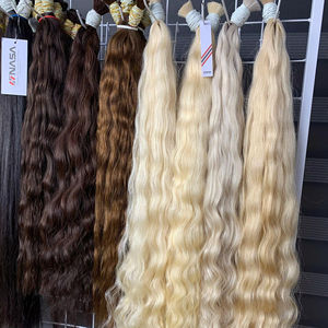 Precio al por mayor Extensiones de cabello a granel Raw 60 ASH Bundles Donor Hair Double Drown 100 gramos Toda la longitud - Product Image 1