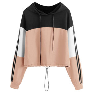Sudadera con capucha recortada de algodón para mujer con chándal de manga larga, venta al por mayor, Sudadera de punto de invierno con logotipo personalizado, Tops, cultivo de gimnasio para mujer - Product Image 1