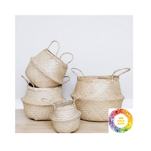 Cesta de vientre de algas marinas Premium, organizador hecho a mano, solución de almacenamiento funcional para dormitorio de entrada o habitación de niños - Product Image 4