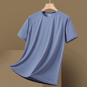 T-shirt à manches courtes pour hommes en pur coton basique ample demi-manches col rond couche de base conception solide haut décontracté pour l'été - Product Image 3