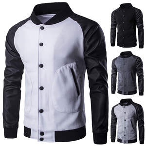 Veste de baseball varsity à manches longues en molleton et cuir, broderie personnalisée OEM, streetwear coloré - Product Image 2