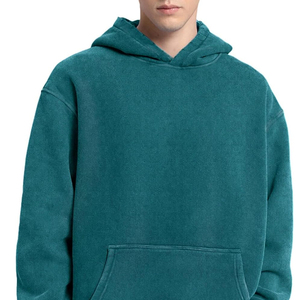 Venta al por mayor OEM Fabricante Personalizado 400 Gsm Terry Screen Print Oversized Recortada Zip up Acid Wash Sudadera con capucha para hombres - Product Image 5