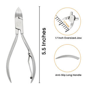 กรรไกรตัดเล็บสแตนเลสแบบตรงป้องกันการลื่นสุดหรูใบมีดตรงสำหรับการตัดนิ้วมือและเท้าอย่างปลอดภัย - Product Image 3