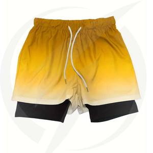 Venta al por mayor de pantalones cortos de poliéster ecológicos con logotipo personalizado de cintura media para Hombre Pantalones cortos informales de patrón sólido para gimnasio a precio bajo - Product Image 5