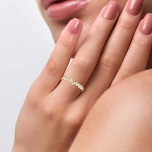 Bague de mariage en or massif 14 carats avec demi-éternité ronde de 0,10 CTw cultivée en laboratoire avec certification SGL pour femmes - Product Image 2