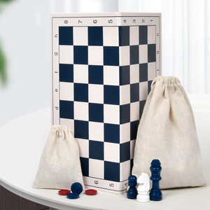 Échiquier en bois <span class=keywords><strong>pliant</strong></span> portable avec pièces magnétiques 3-en-1 ensemble pour dames d'échecs cadeau de backgammon pour enfants quantité minimale de commande bas - Product Image 6