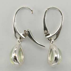 Pendientes colgantes de gota de pera verde Prehnita lágrima Leverback pendientes de plata de ley 925 para mujeres y niñas en boda - Product Image 2