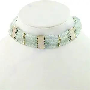 Collar de Gargantilla con Cuentas de Aguamarina para Mujer, Elegante Joyería Fina con Piedras Preciosas - Product Image 1