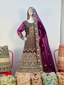 Bridal Twinkle Net Gown Indian <b>Clothes</b> Wedding Embroidered Adults Multi Work 16 Gorgeous Colors Includes Suit Salwar Kameez - Product Image 2