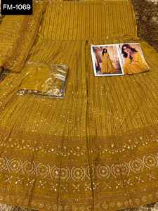 Women's Pure Chinon Fabric Kurti Dress Cut with Intricate Design Traditional Indian and Pakistani Clothing for Women Wear - Product Image 4