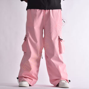 Pantalones Cargo Rosa Más Vendidos con Tela Impermeable, Cintura con Cordón, Bolsillos Cargo, Cremalleras de Ventilación y Piernas Ajustadas - Product Image 2