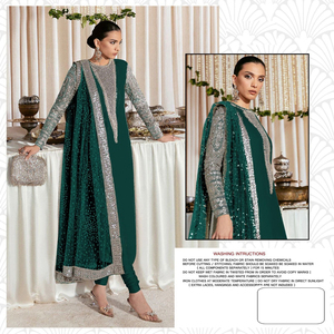 Nueva colección de trajes pakistaníes Heavy Fox Georgette con Jari de varios hilos y vestido de estilo de trabajo con bordado de secuencia - Product Image 5