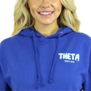 Sweats à capuche en molleton de coton Kappa Alpha Theta personnalisés avec des couleurs personnalisées et un imprimé bouffant au meilleur prix pour adultes - Product Image 3